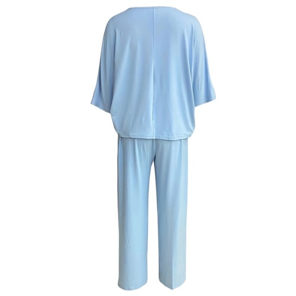 Pants Set Half Sleeve V-Neck Top & Wide Leg Pants - Picture 2 of 3